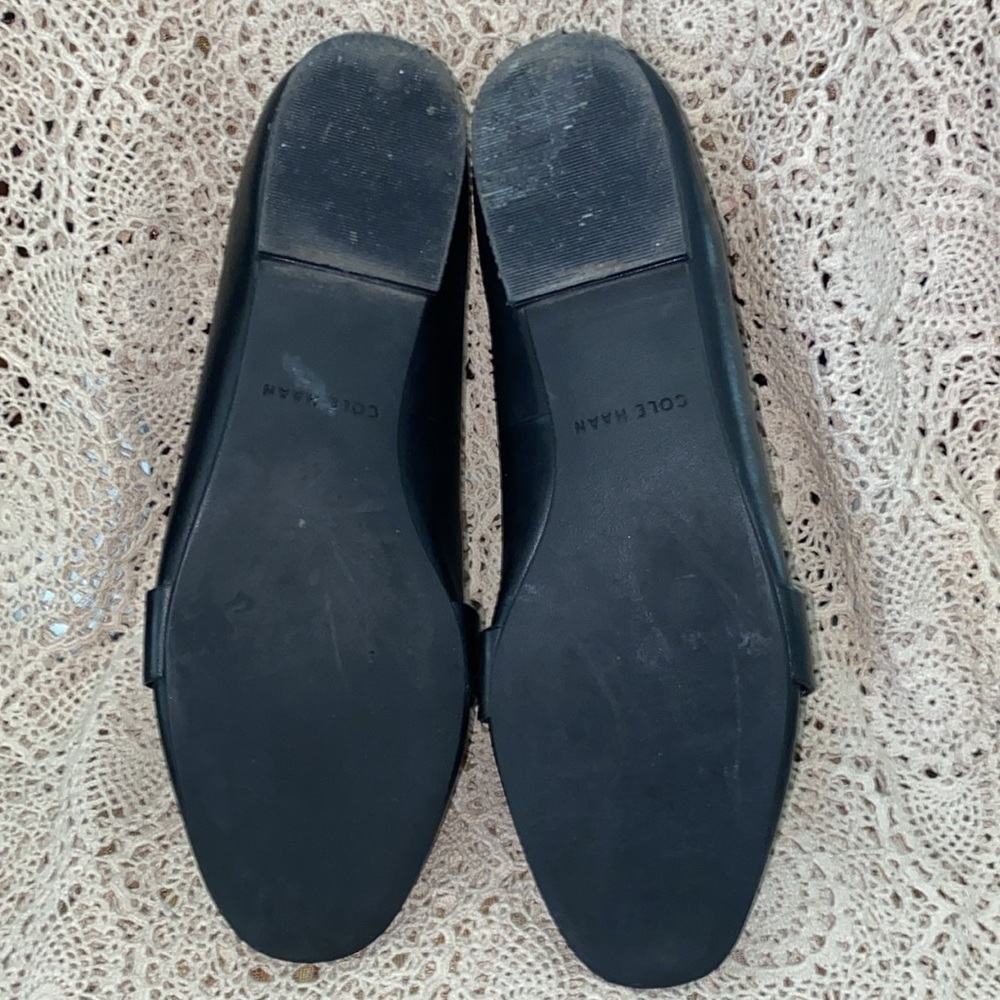 Cole Haan Black Loafers with Gold Buckle - Picture 5 of 8
